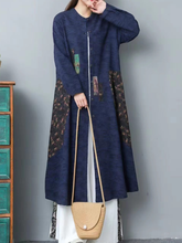 Ladies' long-sleeved retro patchwork dress